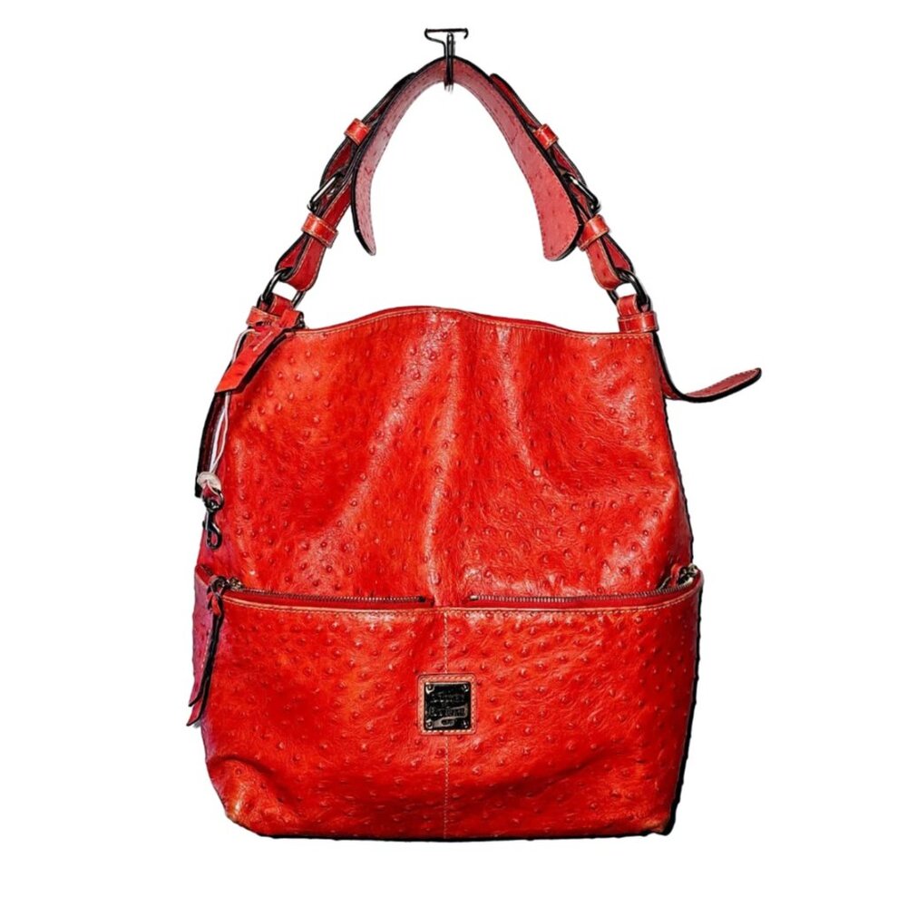 Vintage Dooney and Bourke Red Ostrich Leather Shoulder Bag